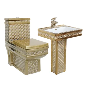 stiil sanitaartehnika mood kaasaegne kullatud seista valamu wc-pott vannituba keraamiliste kuld wc komplekt