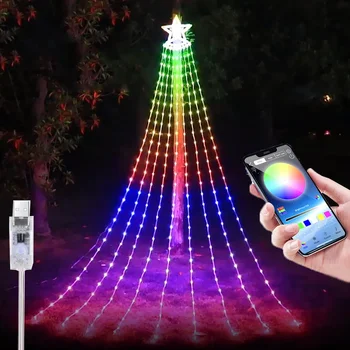 Smart App Kontrolli Jõulud Star Haldjas Kerge 9x2.8M Bluetooth App Juga String Tuled Puu Torukübar Star Väljas Decor