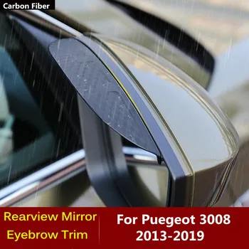 Auto Süsinikkiust Pool Rearview Mirror Cover Stick Sisekujundus Raami Kilp Kulmu Tarvikud Vihma/Päikese Eest Peugeot 3008 2013-2019