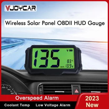 Vjoycar Wireless Solar Panel HUD OBD2 Auto Head-up Display Kiiruse mõõtmise Kiirus Pinge Jahutusvedeliku Temp. Alarm Auto Elektroonilise Lisaseadme
