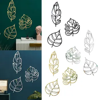 3TK/Set DIY Akrüül Kodu Kaunistamiseks isekleepuvad Kilpkonn Jätab Peegel Pind Kleebised 3D Õõnes Line Leaf Seina Kleebised