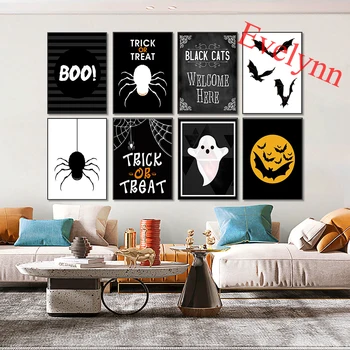 Armas Kummitus，Spider Pvt Halloween Plakatid Ja Pildid Kaasaegne Lõuend Seina Art Modulaarne Pilte Elutuba Home Decor Maali Kingitused