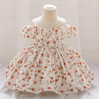 Baby Girl 1. Sünnipäeva Printsess Kleit Lill Lapsed Riided Pulmadeks Tülli Tutu Vestidos Imiku Commuion Kostüüm Vestidos