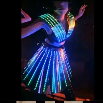 DJ DS baar laulja gogo kostüüm Seksikas LED helendav Kleit Hämmastav muusika festival pool girl etapp tants kanda