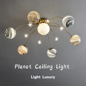 Kaasaegne Lihtne Planeet Lakke Lamp Isiksuse Romantiline Magamistuba, Laste Tuba Lamp Ekslemine Planeedi Creative Glass Ball Lamp