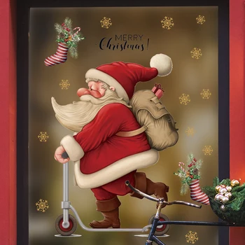 Jõulud Dekoratiivsed Kleebised Mall Kodu Akna Klaasi Pidulik Õhkkond Kaunistused Uus Aasta Xmas Kaunistused Santa Claus