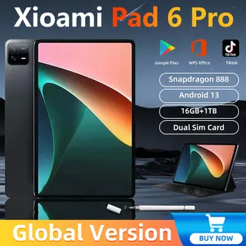 2024 Originaal Globaalne Versioon Tabletid Android 13 Pad 6 Pro 16 GB+1 TB Snapdragon 888 Tahvelarvuti 5G Dual SIM Kaardi WIFI HD 4K Mi Kaardil