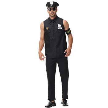 Must Meeste Politseivormis Cosplay Halloween Politseinikud Kostüümid Karnevali Purim Etapp, Mis Näitab Maskeraad Rolli Mängida Baar Lepinguosalise Kleit