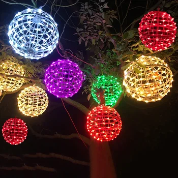 Rotangist Palli Jõulupuud String Tuled Väljas Maailma Palli Haldjas Vanik Kerge Pulmapidu Koduses Rippuvad Haldjas Kerge