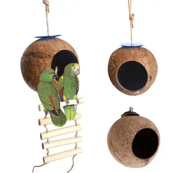 Lemmikloomatarbed Mänguasi Kookospähkli Koorega Papagoi Linnud Pesa Fikseeritud Kiik Voodi Cave House Lemmikloomatarbed
