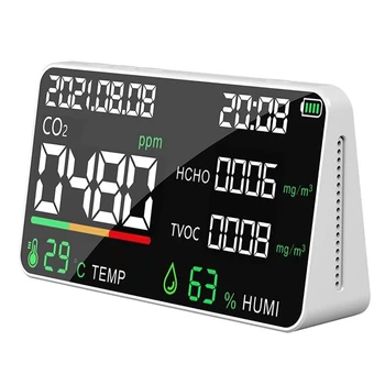 Multifunktsionaalne 5in1 CO2 Mõõtja Digitaalne Temperatuuri-Niiskuse Tester Süsiniku DioxideTVOC HCHO Detektor õhukvaliteedi Monitor Detektor
