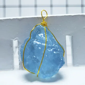 Kristallide Tervendavat loomulik Akvamariin crystal ripats, sinine AQuamarln kvarts Kaelakee gemstone ripats Tšakra