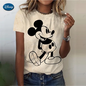 Disney Suvine Akvarell Armastus Armas Moe Prindi Riided Tee Särk Miki Hiir Naiste Cartoon Lühikesed Varrukad Graafiline T-särgid