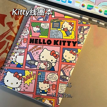 Kawaii Hello Kitty Spiraal Sülearvuti Anime Multikas Sanrio Hellokitty Memo Õpilane Kaasaskantav Sülearvuti Tüdrukud Märkus Raamat Kirjatarvete Kingitus