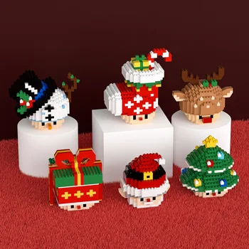 Santa Claus Jõulud Puu, Lumememm Mini ehitusplokid Puu Hirve, Karu Parempidises 3D Mudeli Joonis Mikro-Telliskivi Mänguasjad Lastele Kingitused