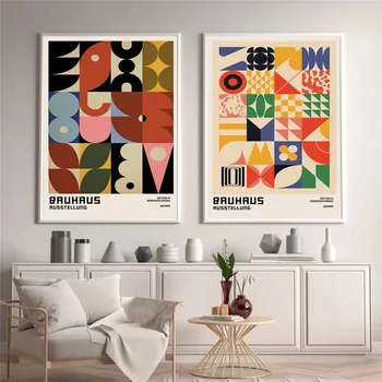 Abstraktne Geomeetria Bauhaus Värvilisi Plakateid Lõuendile Maali Seina Art Plakat ja Trükib elutuba Teenetemärgi Home Decor Pilt