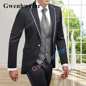 Gwenhwyfar Uus-Saabumine-Groomsmen-Tume Hall Tipp-Revääri-Peigmees-Tuxedos-Meestele,-Ülikonnad,-Pulma-Parim-Mees-Blazer-Jacket-Püksid
