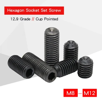Hex Socket Set Kruvid 2-100 TK M8 M10 M12 süsinikterasest Pimedatest keermevarras DIN916 Hinne 12.9 Sobib Hex Socket Mutrivõti