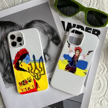 Ukraina tüdruk Lipu Rahu Telefoni Juhul Candy Värvi iPhone 14 11 12 13 mini pro X XS XR MAX Plus