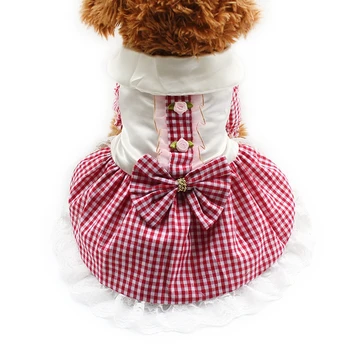 Summmer Koera Riided Kostüüm Armas Bowknot Koer Kleit Väikeste Koerte Ruuduline Seelik Lemmikloomade Rõivad Väike Koera Kutsikas Seelik Riided