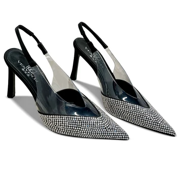 Itaalia silk pressitud puuri riidest kõrge kontsaga sandaalid, naiste kingad, Kristall Teemant, pikad nippi, moccasin ülemine, kasti tolmu kott