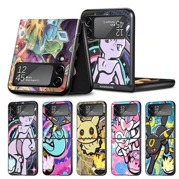 Telefon zflip Case For Samsung Galaxy Z Flip 4 3 5G kõvakaaneline Z Flip 3 zflip 4 z flip 3 Musta fundas Pokemon Eevee Evoli Umbreon