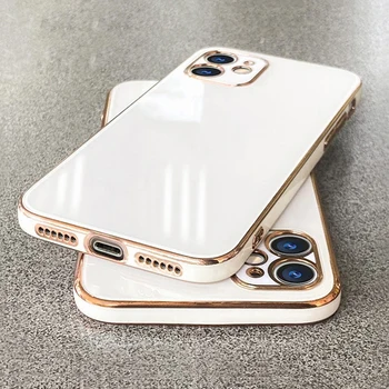 Luksus Ruutu Plaatimine Piiri Telefon Case For IPhone 15 14 11 12 13 14 Pro Max Mini Plus Tahked Värvi Silikoonist Pehme Kaitsta Kate