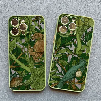 Algne Džunglis Loomade Laiskus Art Print Telefon Case For iPhone 13 11 12 15 Pro Max Mini 7 8 14 Pluss X XS XR Juhul Põrutuskindel Hõlmab