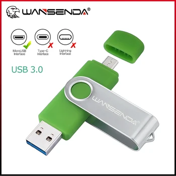 Wansenda OTG USB Flash Drive 256GB 128GB 64GB 32GB 16GB, 8GB Pen Drive Kkel USB 3.0 mälupulk Android Mikro-port/TK